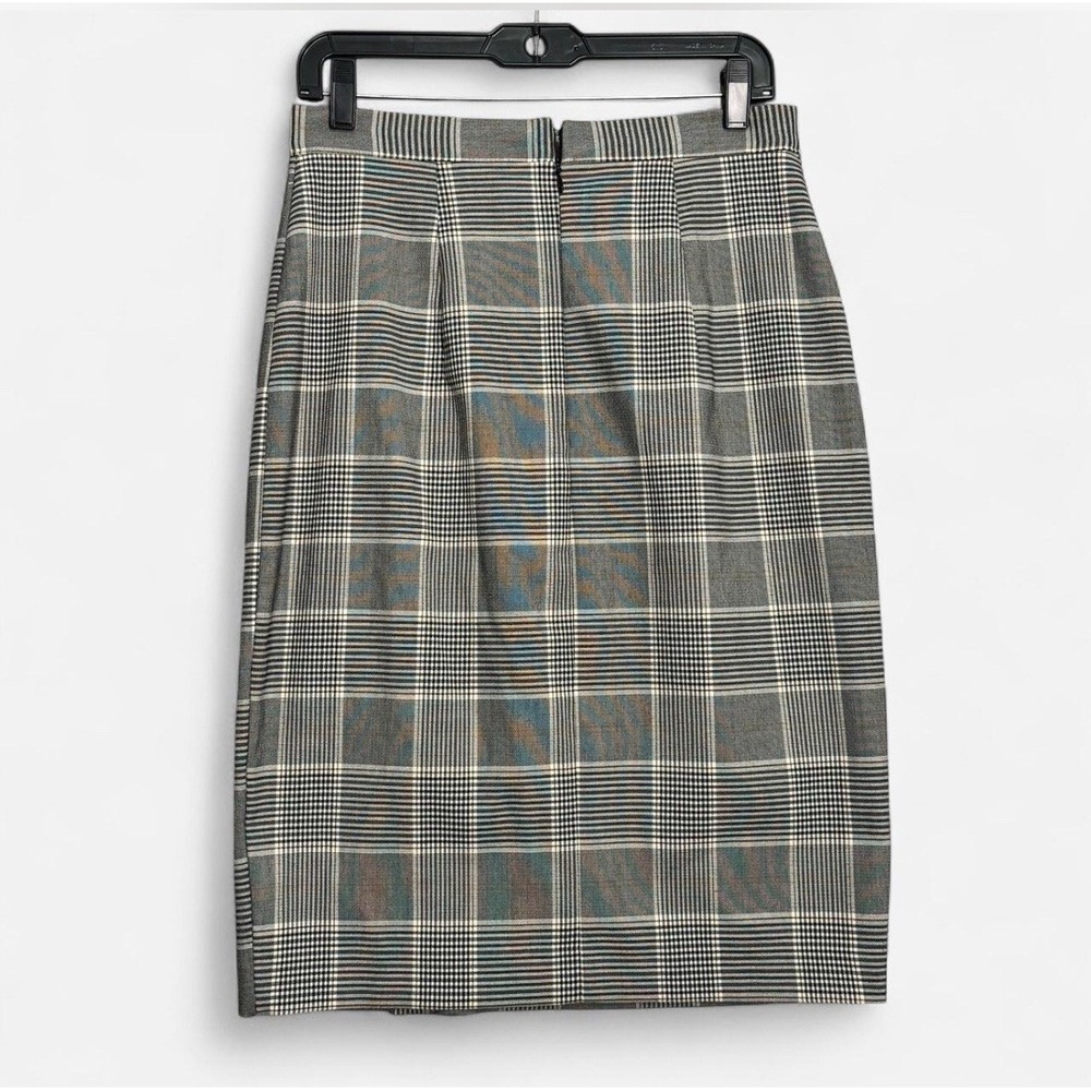 H&M Grey Plaid Academia Office Career Pencil Skirt Black Buttons Size 10 EUC - Picture 4 of 8
